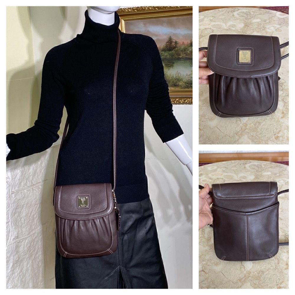 NWOT Tignanello Brown Leather Cross Body Bag